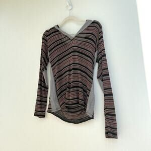LAmade Long Sleeve Striped Hooded Long Sleeve Top